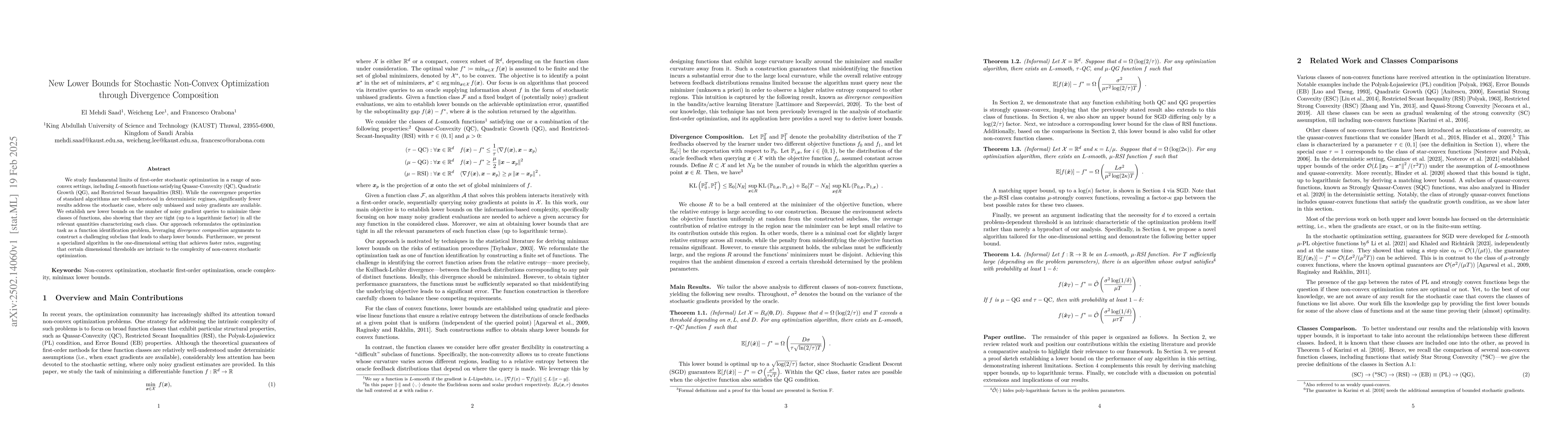 Thumbnail for New Lower Bounds for Stochastic Non-Convex Optimization through
  Divergence Composition