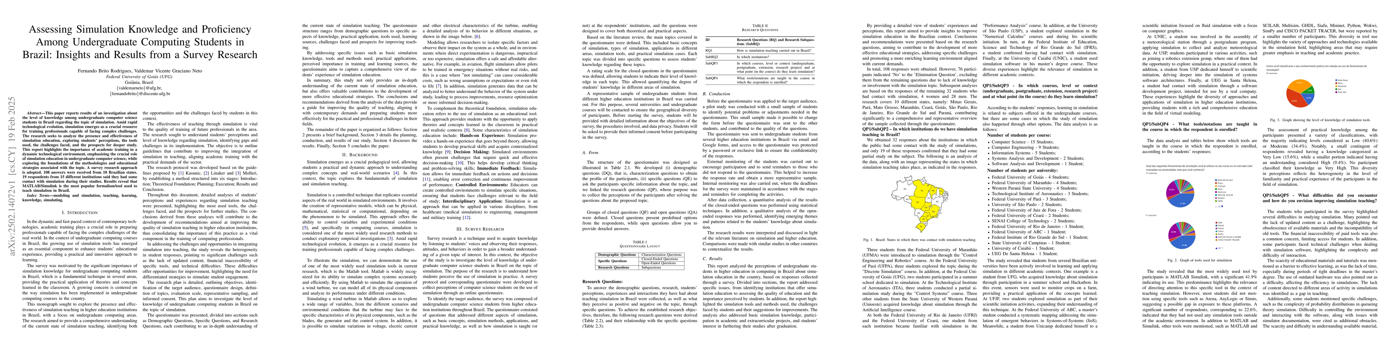 Thumbnail for Assessing Simulation Knowledge and Proficiency Among Undergraduate
  Computing Students in Brazil: Insights and Results from a Survey Research