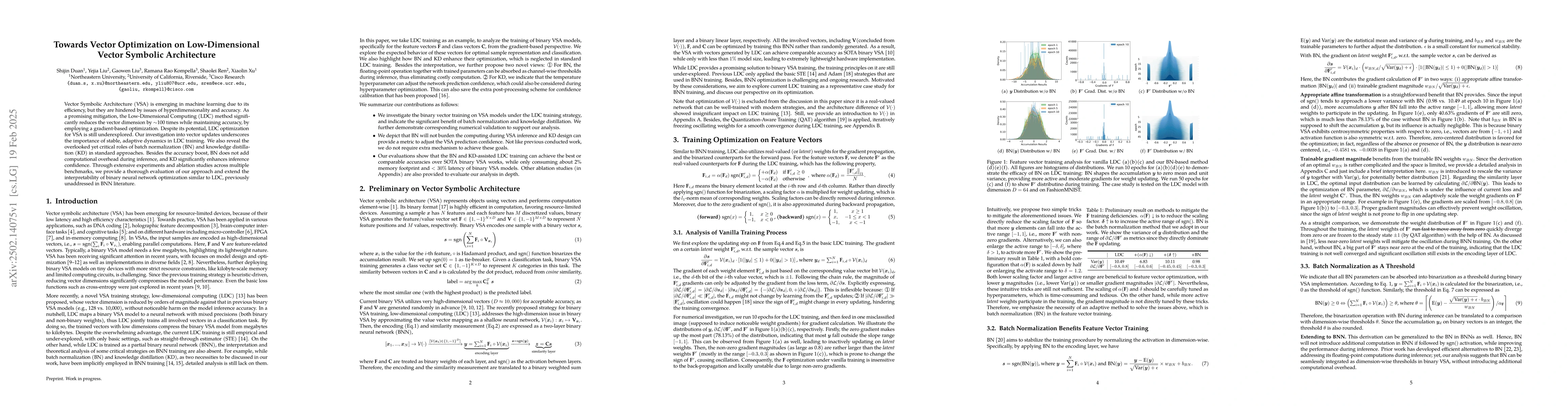 Thumbnail for Towards Vector Optimization on Low-Dimensional Vector Symbolic
  Architecture