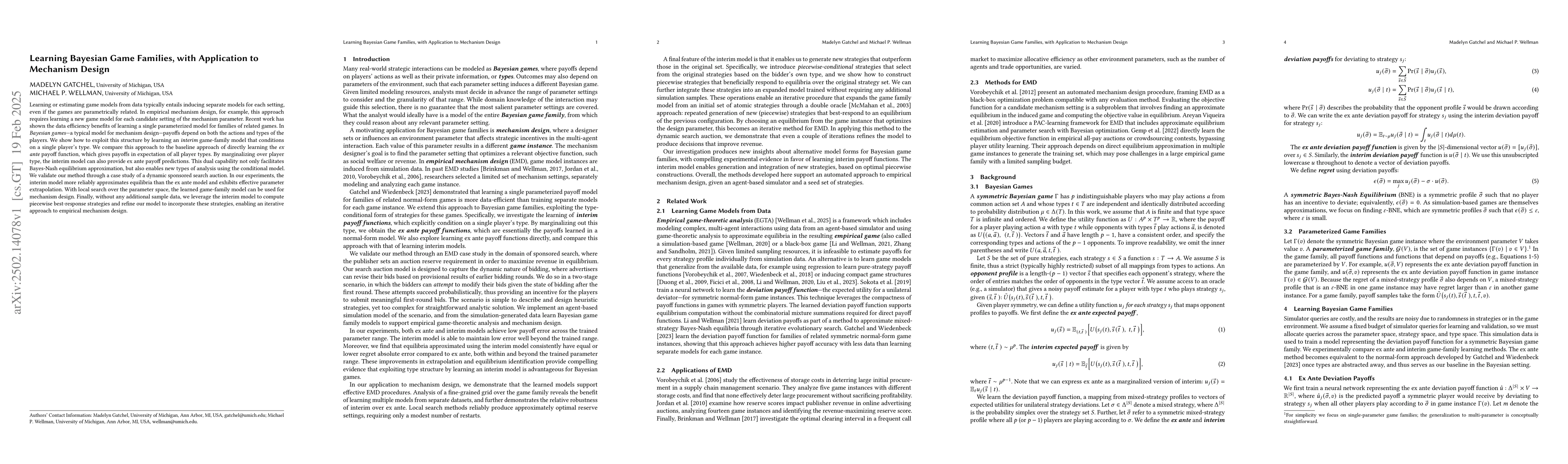 Thumbnail for Learning Bayesian Game Families, with Application to Mechanism Design