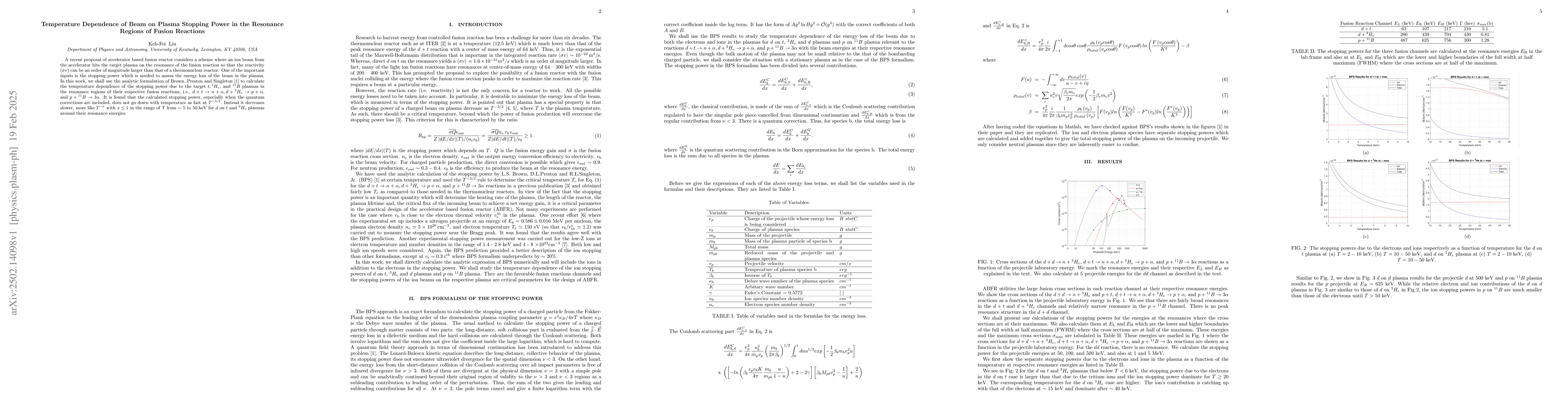 Thumbnail for Temperature Dependence of Beam on Plasma Stopping Power in the Resonance
  Regions of Fusion Reactions