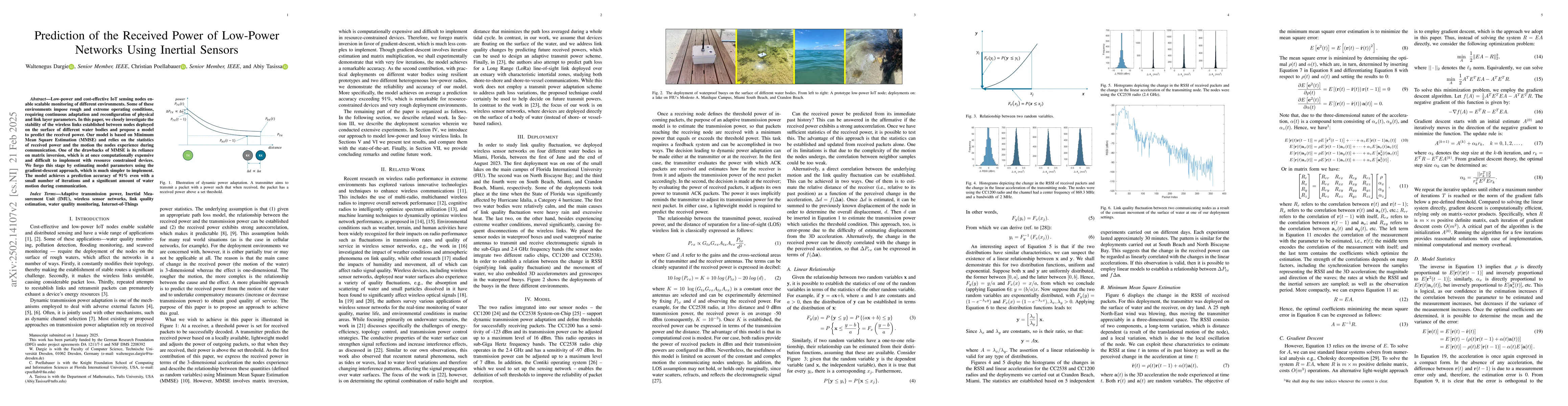 Thumbnail for Prediction of the Received Power of Low-Power Networks Using Inertial
  Sensors