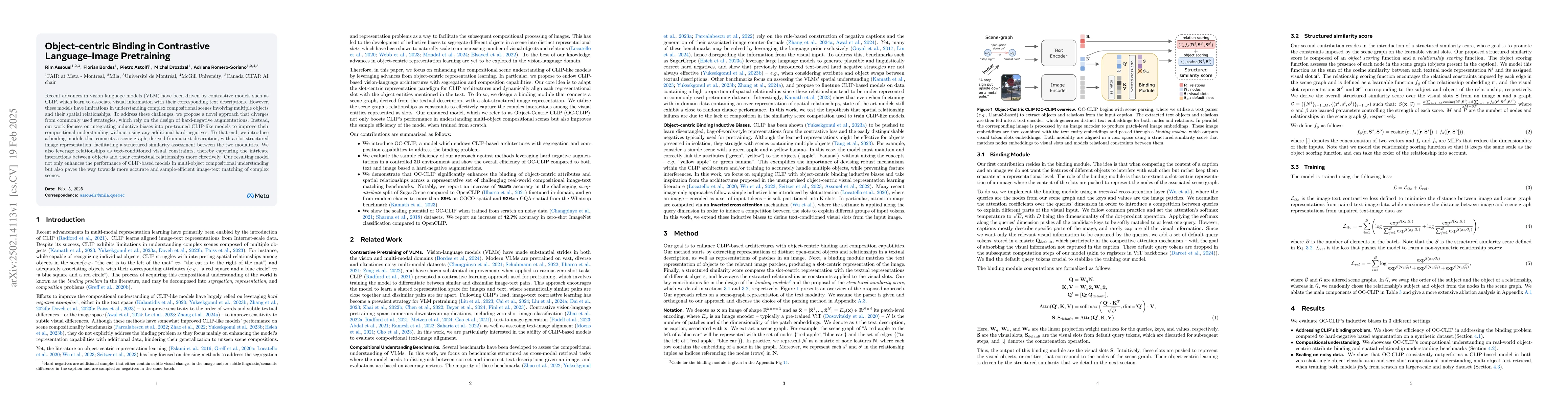 Thumbnail for Object-centric Binding in Contrastive Language-Image Pretraining