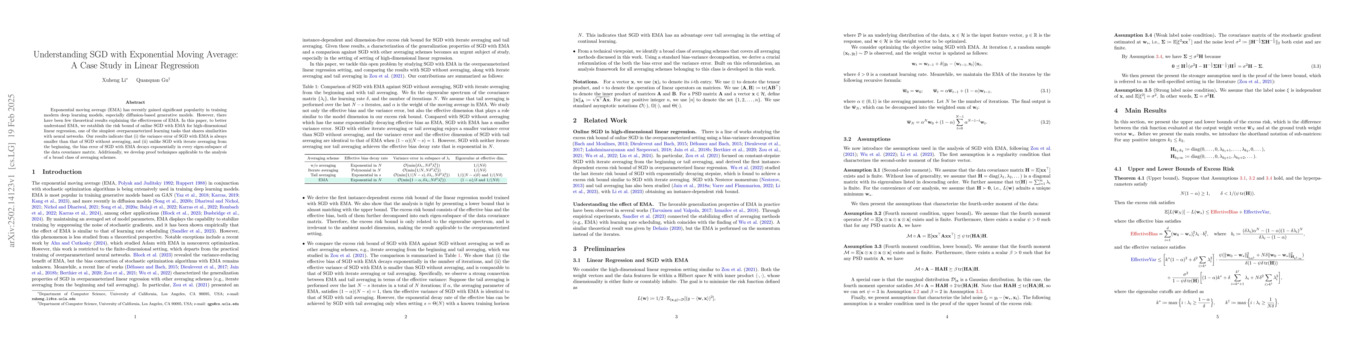 Thumbnail for Understanding SGD with Exponential Moving Average: A Case Study in
  Linear Regression