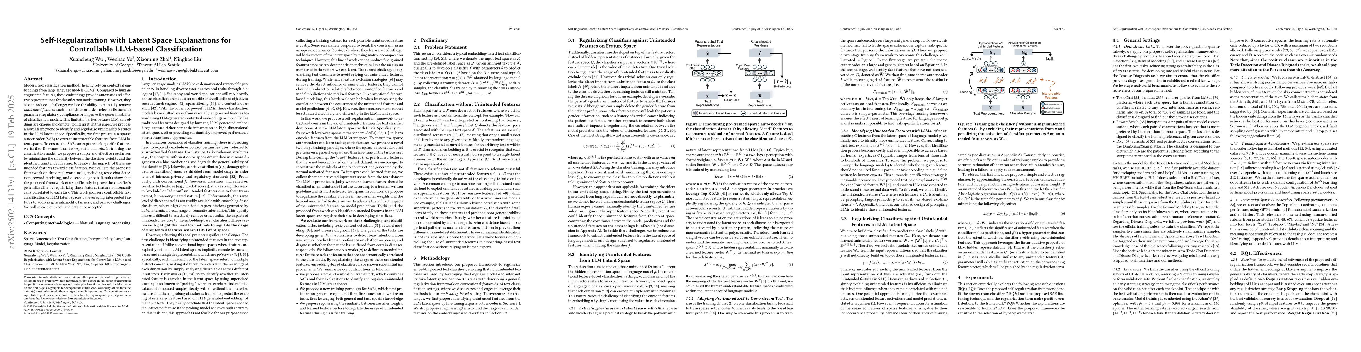 Thumbnail for Self-Regularization with Latent Space Explanations for Controllable
  LLM-based Classification
