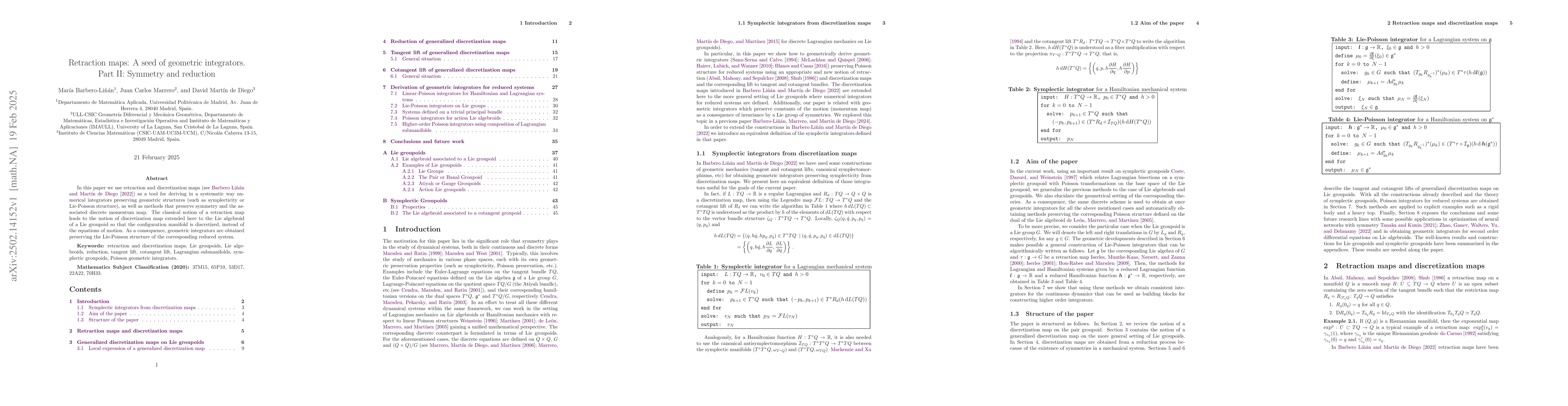 Thumbnail for Retraction maps: A seed of geometric integrators. Part II: Symmetry and
  reduction