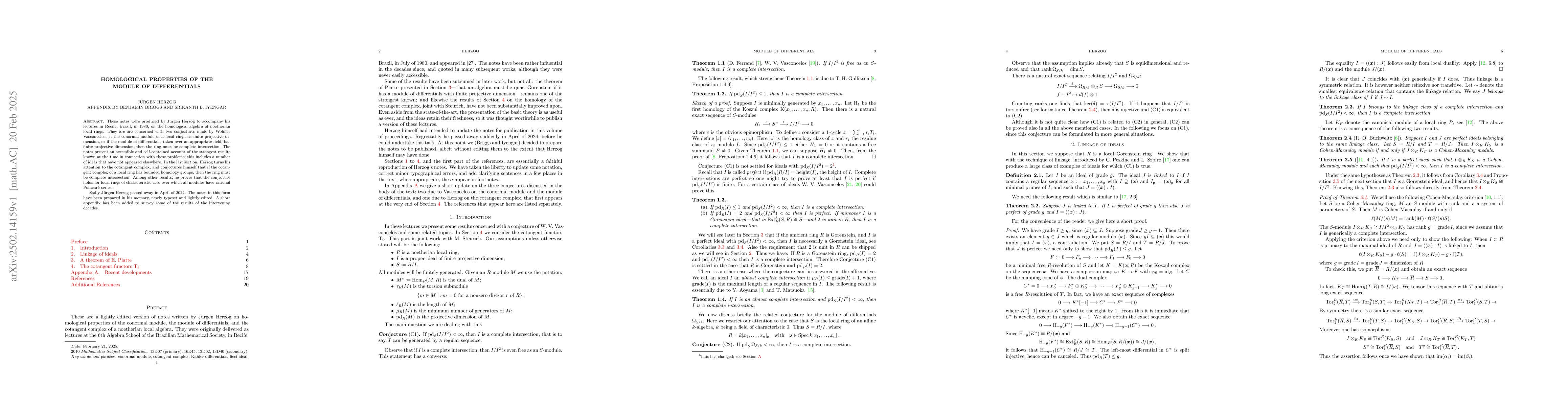 Thumbnail for Homological properties of the module of differentials