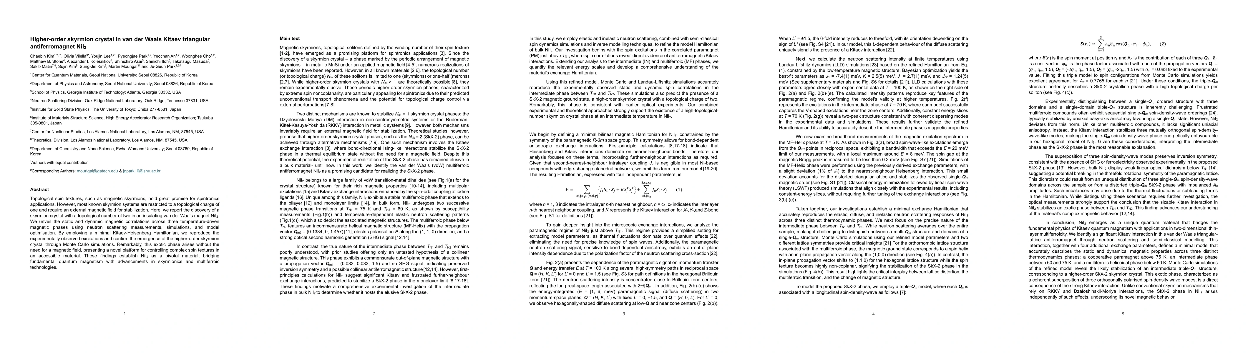 Thumbnail for Higher-order skyrmion crystal in van der Waals Kitaev triangular
  antiferromagnet NiI2