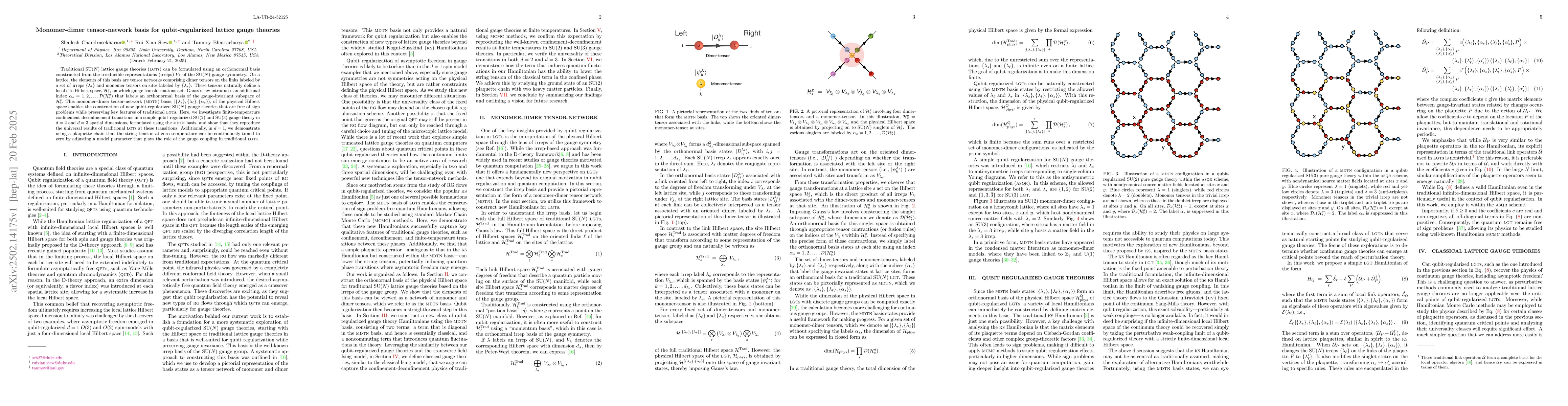 Thumbnail for Monomer-dimer tensor-network basis for qubit-regularized lattice gauge
  theories