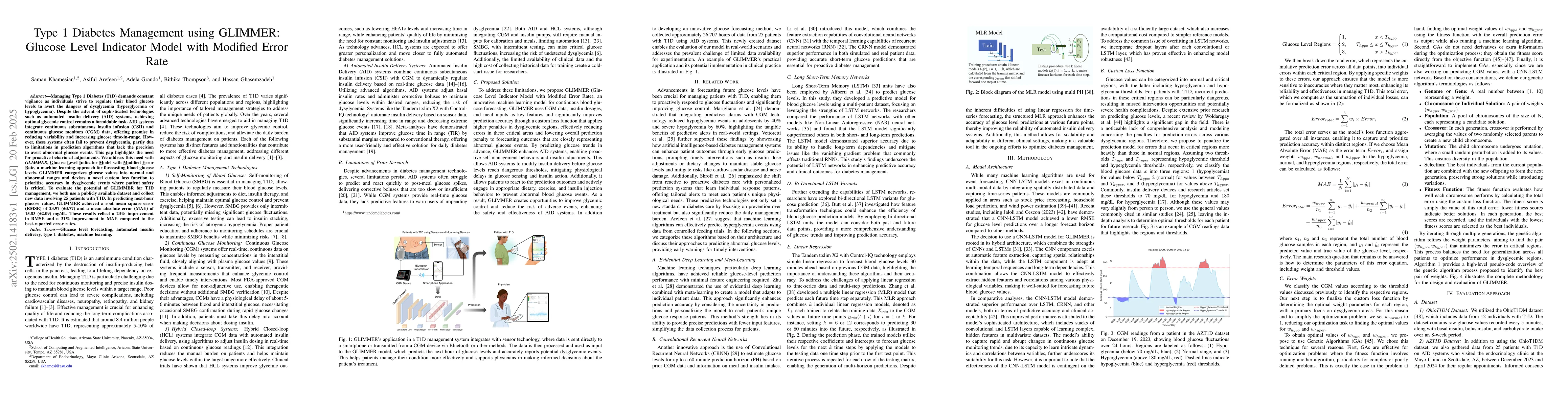 Thumbnail for Type 1 Diabetes Management using GLIMMER: Glucose Level Indicator Model
  with Modified Error Rate