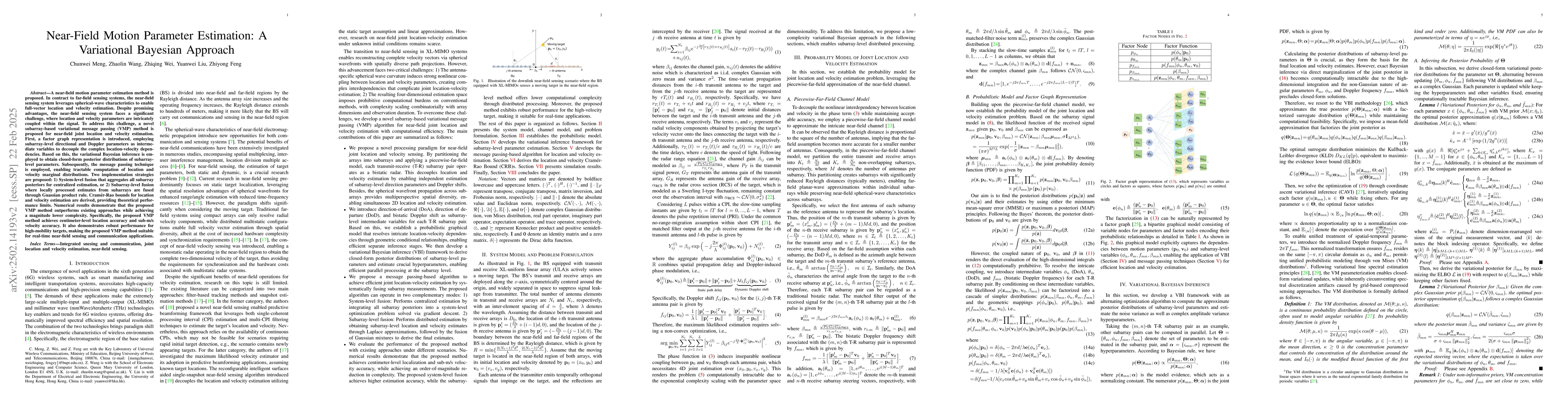 Thumbnail for Near-Field Motion Parameter Estimation: A Variational Bayesian Approach