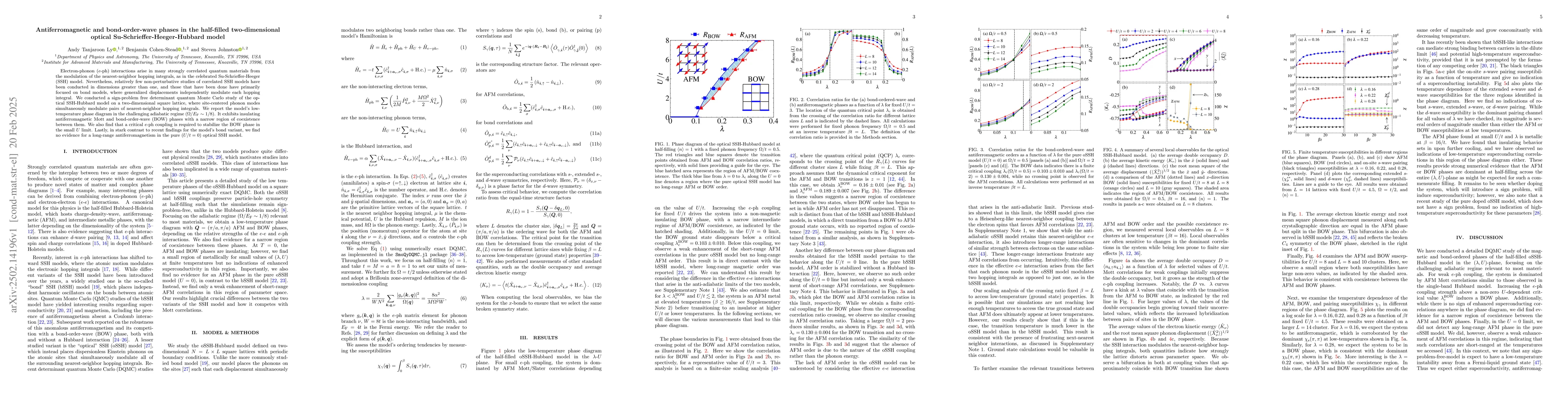 Thumbnail for Antiferromagnetic and bond-order-wave phases in the half-filled
  two-dimensional optical Su-Schrieffer-Heeger-Hubbard model