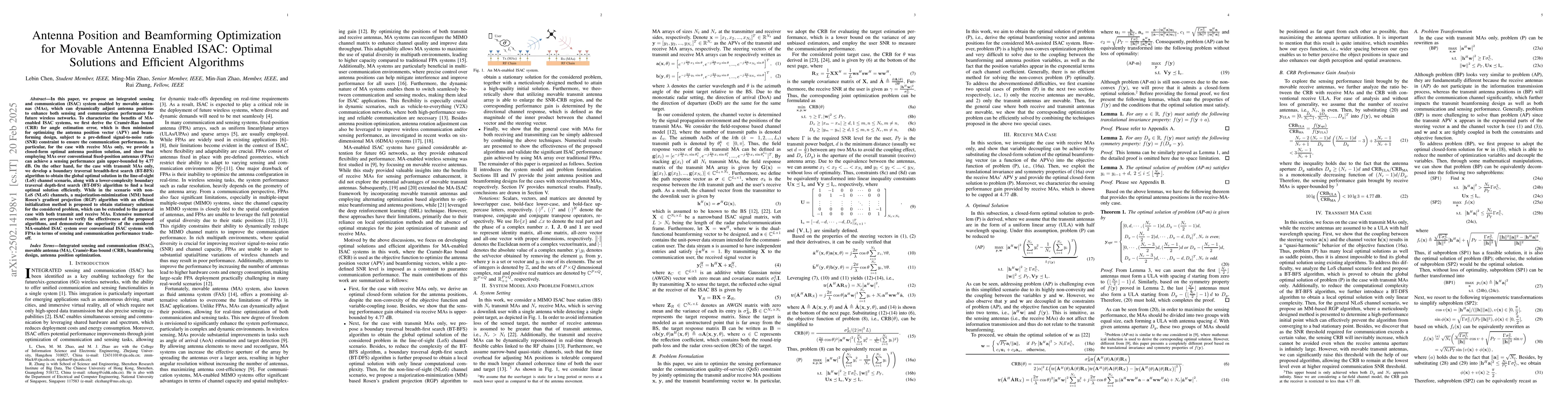 Thumbnail for Antenna Position and Beamforming Optimization for Movable Antenna
  Enabled ISAC: Optimal Solutions and Efficient Algorithms