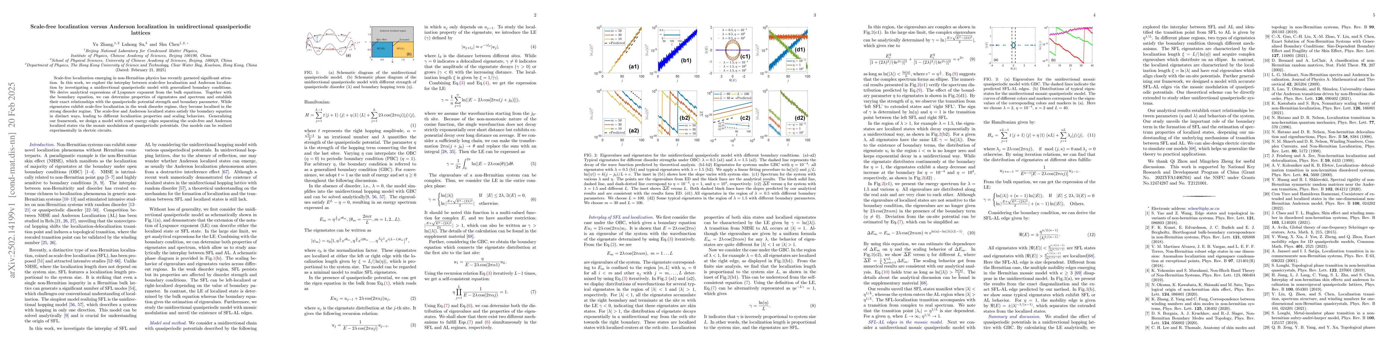 Thumbnail for Scale-free localization versus Anderson localization in unidirectional
  quasiperiodic lattices