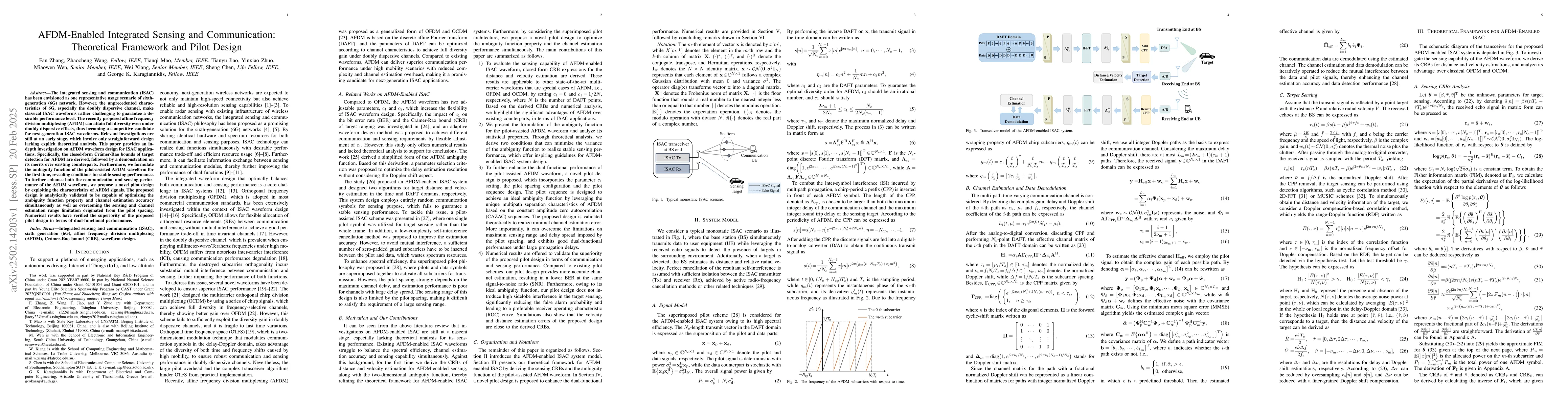 Thumbnail for AFDM-Enabled Integrated Sensing and Communication: Theoretical Framework
  and Pilot Design