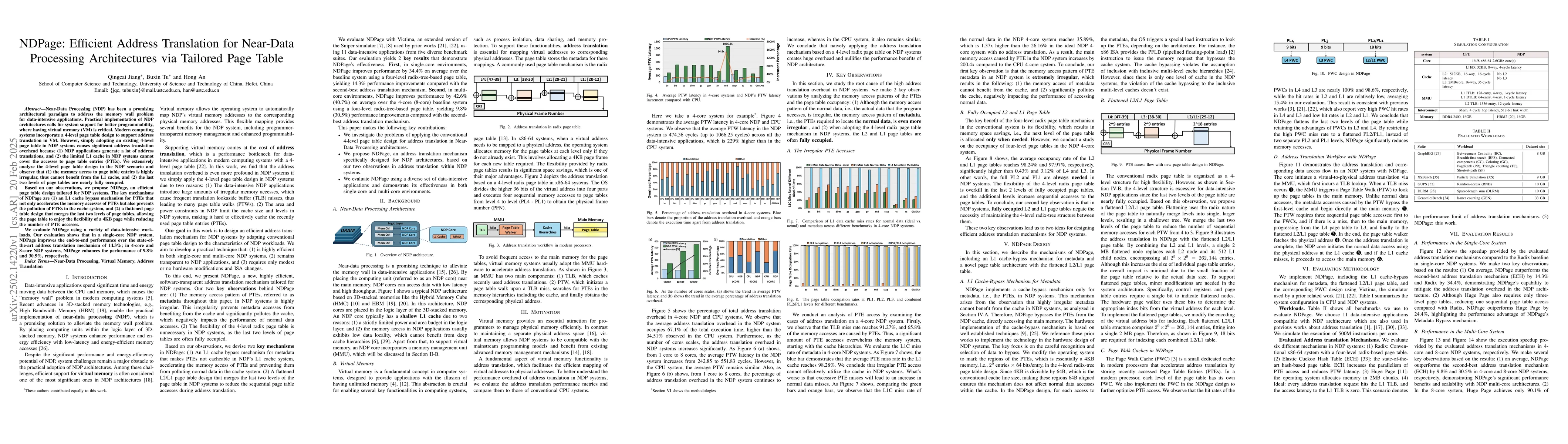 Thumbnail for NDPage: Efficient Address Translation for Near-Data Processing
  Architectures via Tailored Page Table