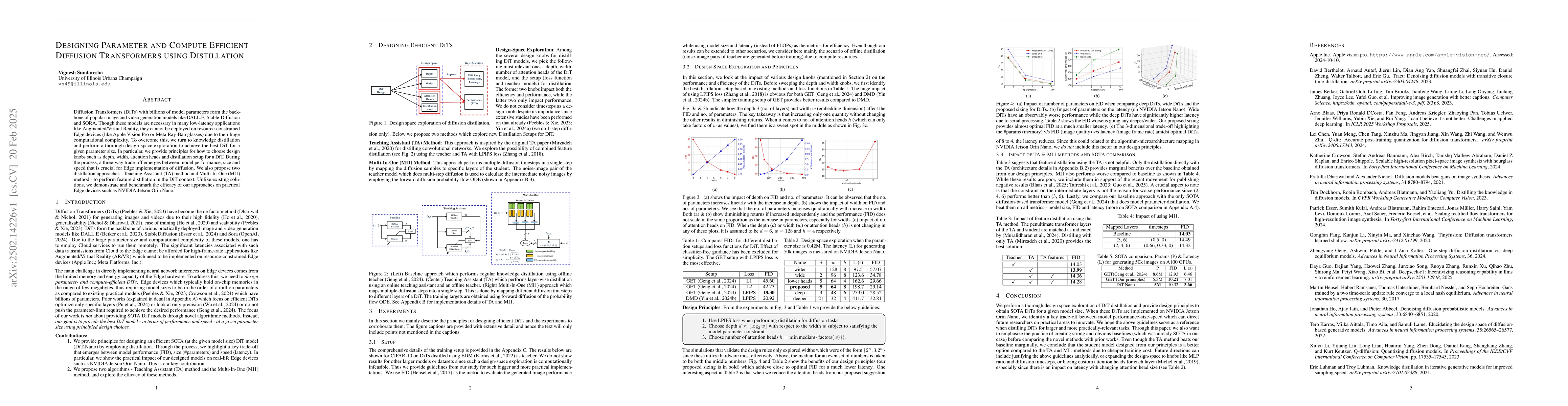 Thumbnail for Designing Parameter and Compute Efficient Diffusion Transformers using
  Distillation