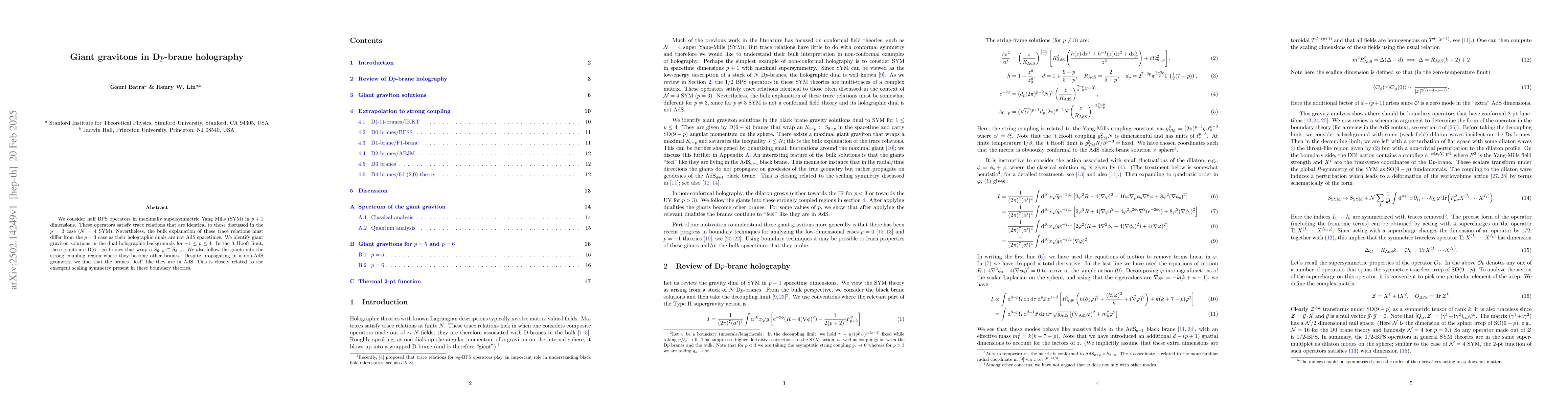Thumbnail for Giant gravitons in D$p$-brane holography