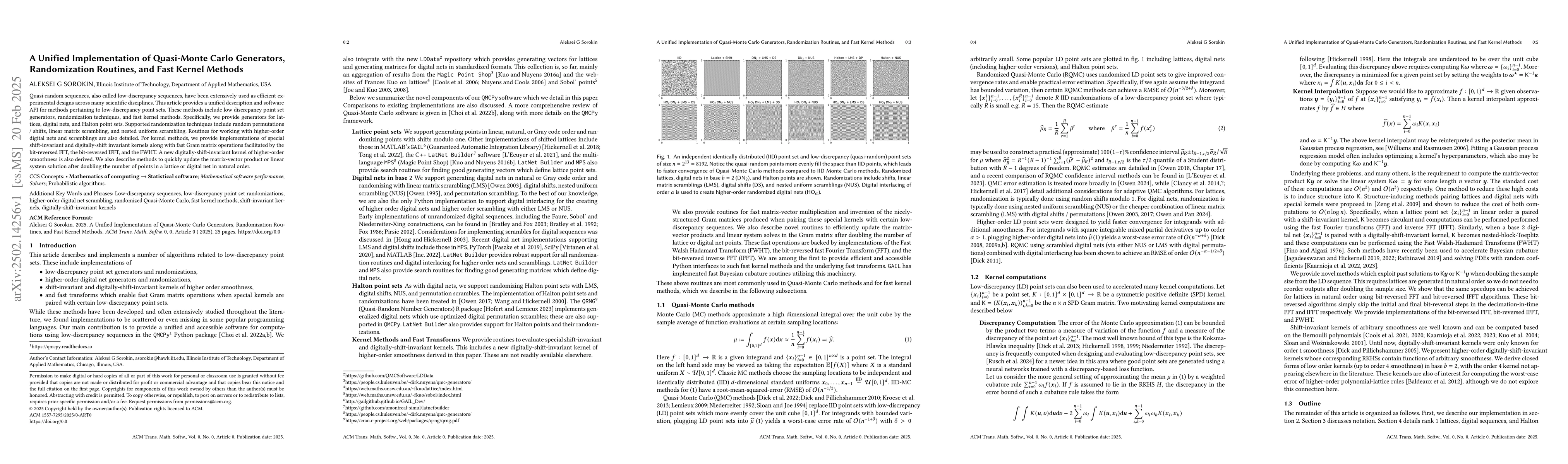 Thumbnail for A Unified Implementation of Quasi-Monte Carlo Generators, Randomization
  Routines, and Fast Kernel Methods