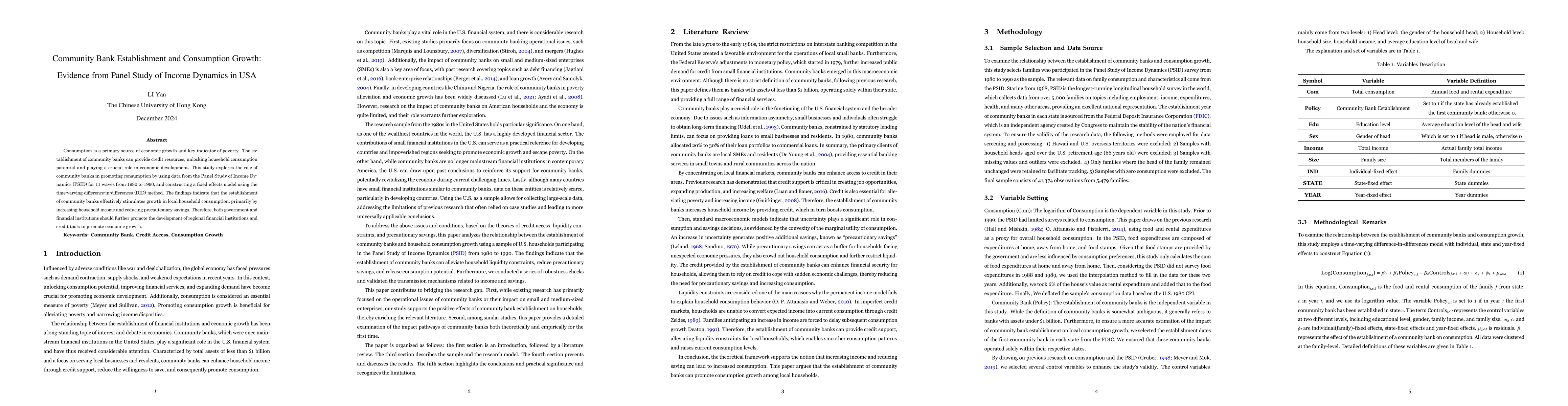 Thumbnail for Community Bank Establishment and Consumption Growth: Evidence from Panel
  Study of Income Dynamics in USA
