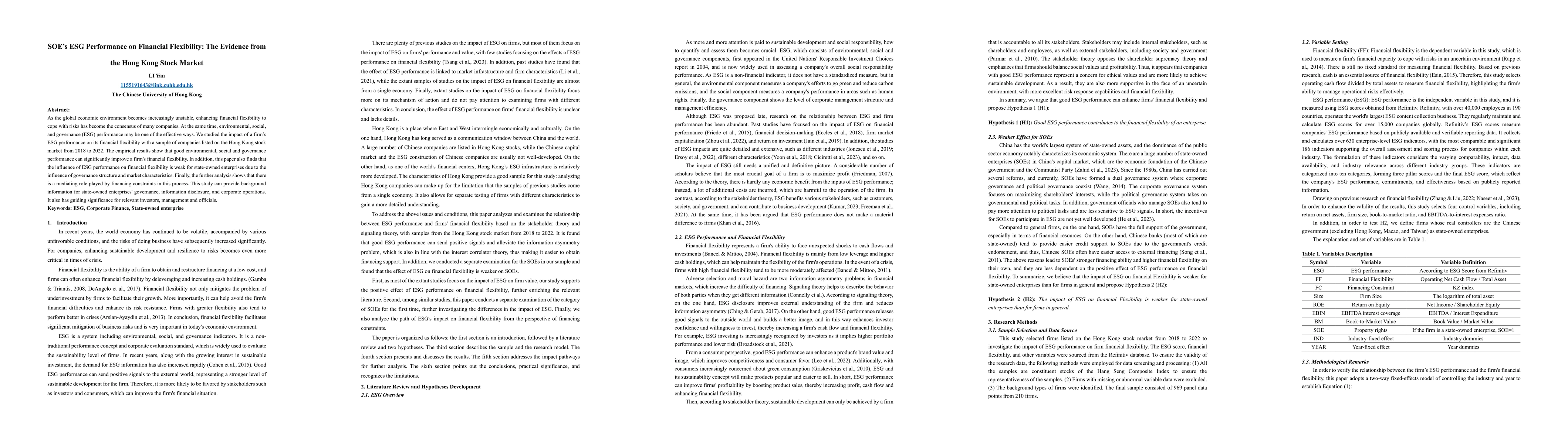 Thumbnail for SOE's ESG Performance on Financial Flexibility: The Evidence from the
  Hong Kong Stock Market
