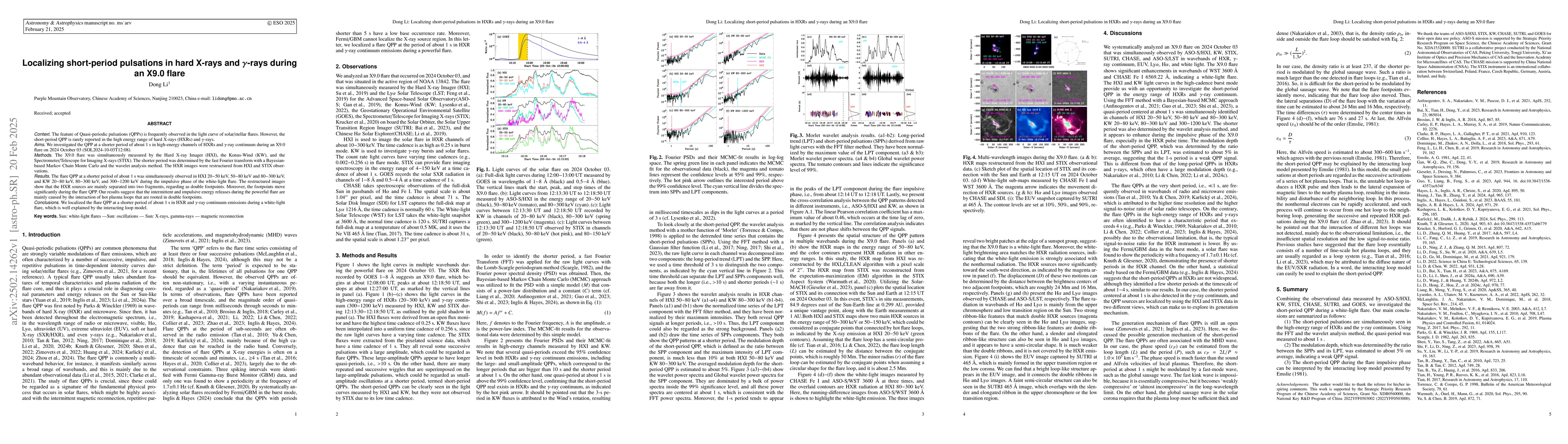 Thumbnail for Localizing short-period pulsations in hard X-rays and Gamma-rays during
  an X9.0 flare