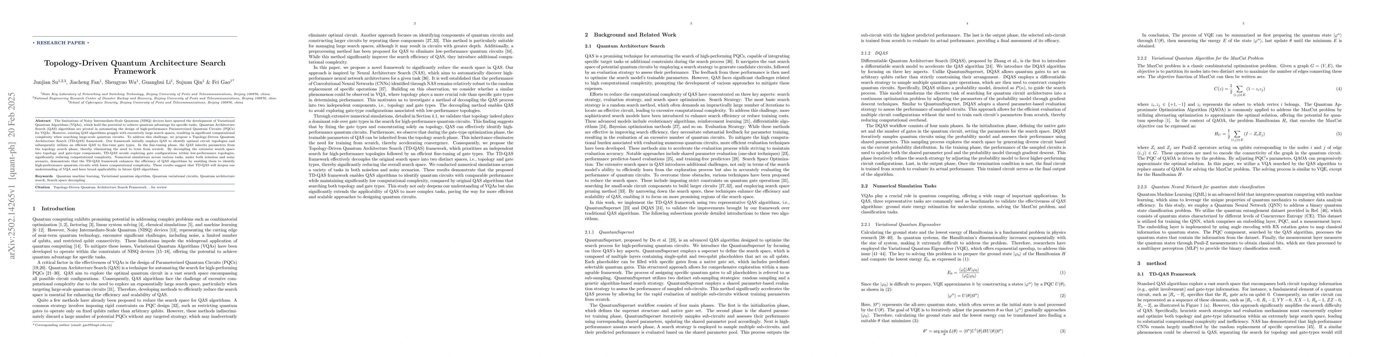 Thumbnail for Topology-Driven Quantum Architecture Search Framework