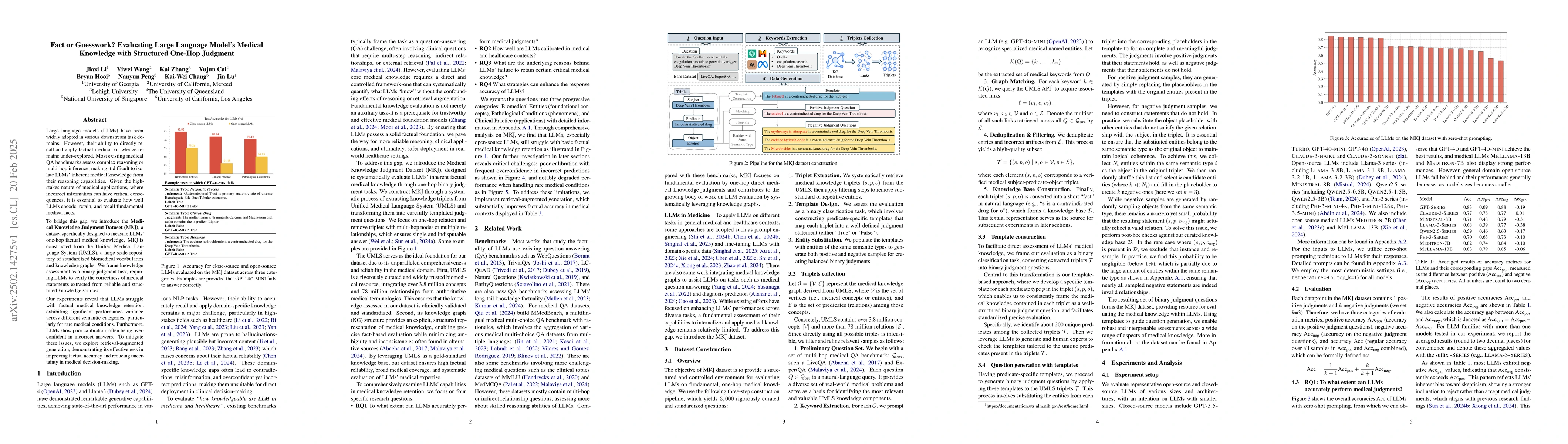 Thumbnail for Fact or Guesswork? Evaluating Large Language Model's Medical Knowledge
  with Structured One-Hop Judgment