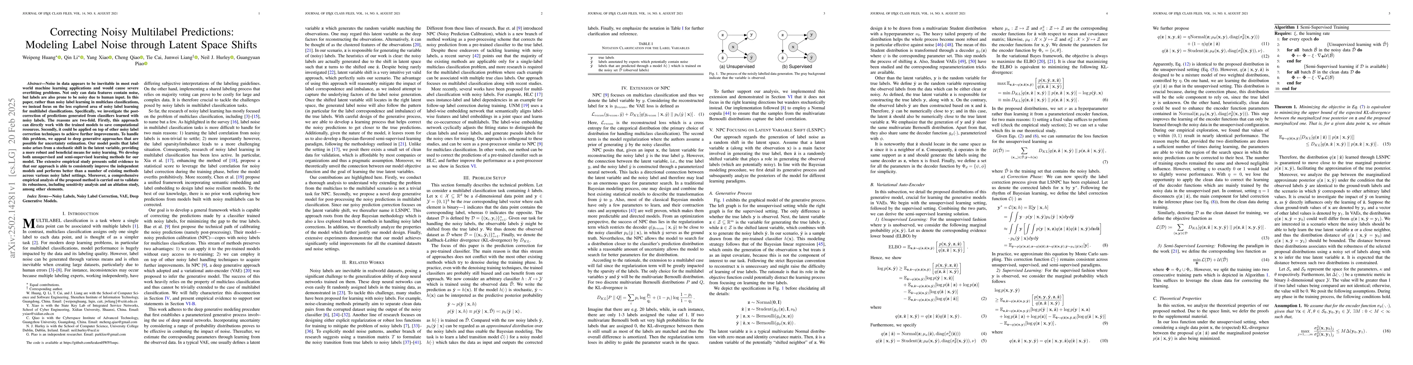 Thumbnail for Correcting Noisy Multilabel Predictions: Modeling Label Noise through
  Latent Space Shifts