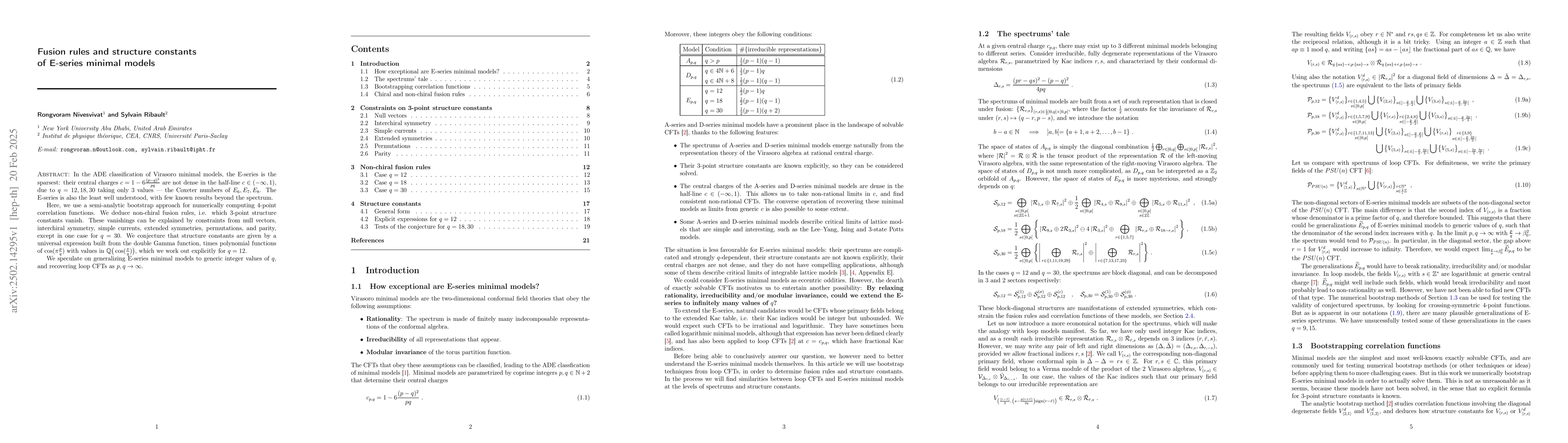 Thumbnail for Fusion rules and structure constants of E-series minimal models