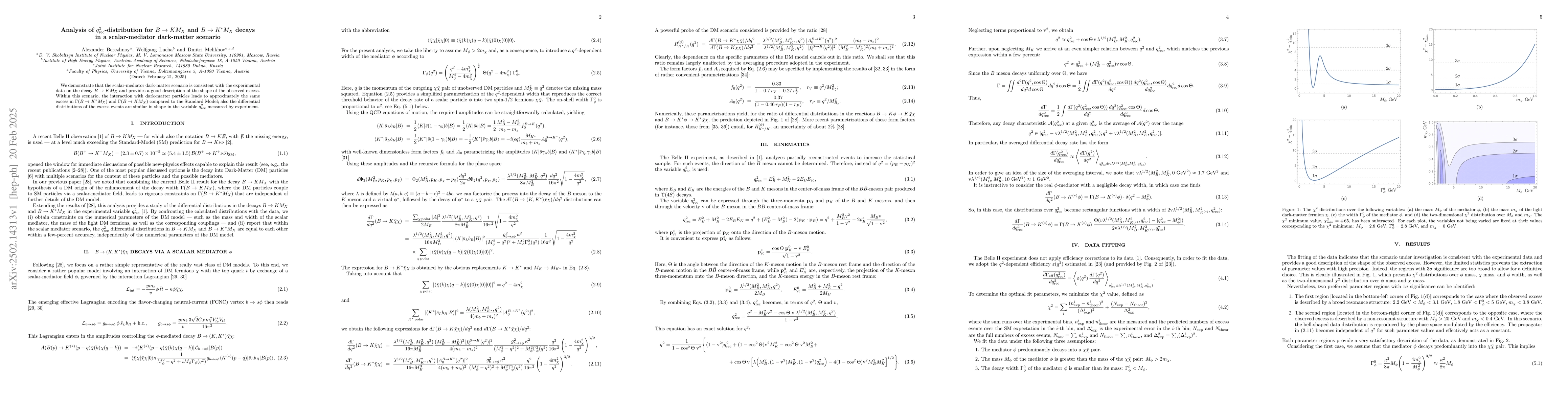 Thumbnail for Analysis of $q_\mathrm{rec}^2$-distribution for $B\to K M_X$ and $B\to
  K^* M_X$ decays in a scalar-mediator dark-matter scenario