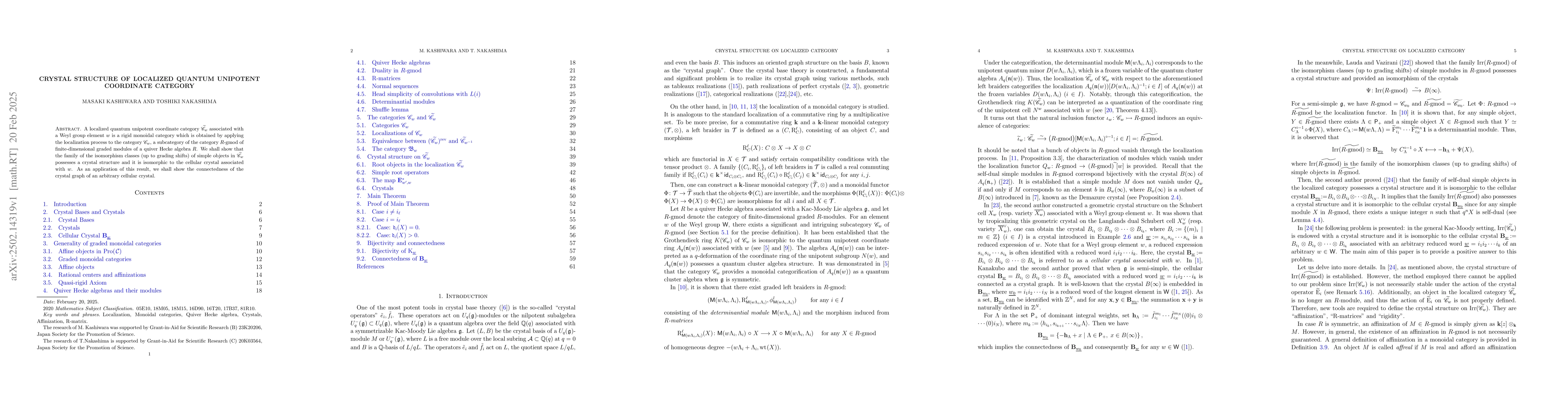 Thumbnail for Crystal Structure of Localized Quantum Unipotent Coordinate Category