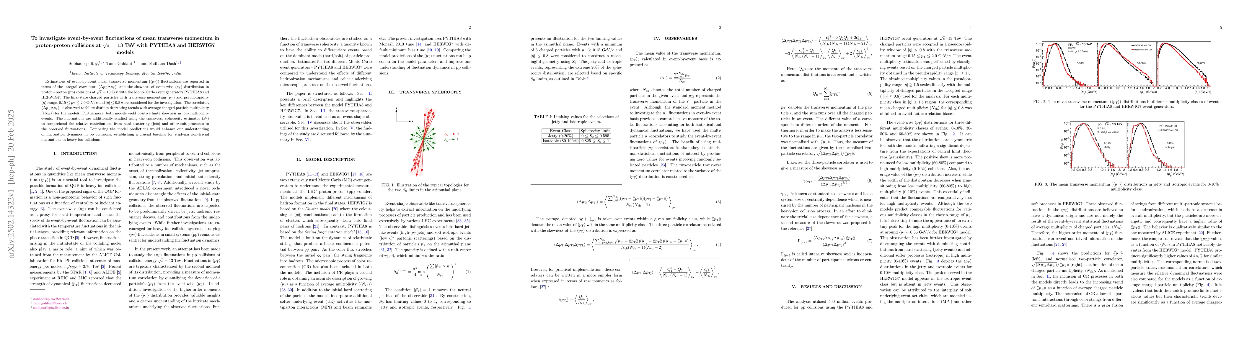 Thumbnail for To investigate event-by-event fluctuations of mean transverse momentum
  in proton-proton collisions at $\sqrt{s}$ = 13 TeV with PYTHIA8 and HERWIG7
  models