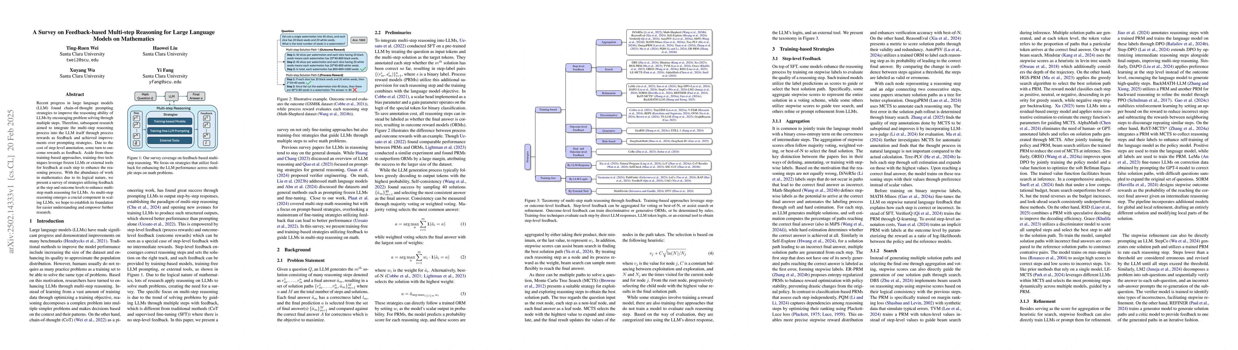 Thumbnail for A Survey on Feedback-based Multi-step Reasoning for Large Language
  Models on Mathematics