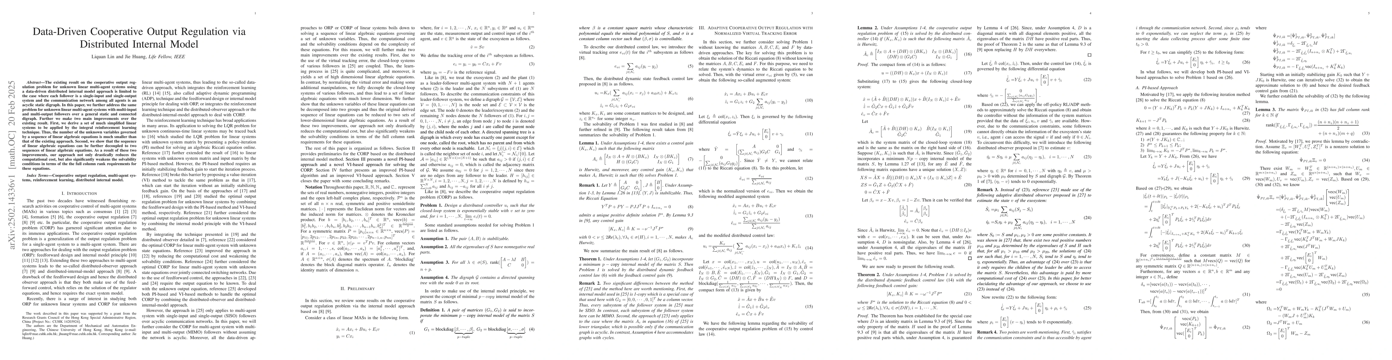 Thumbnail for Data-Driven Cooperative Output Regulation via Distributed Internal Model