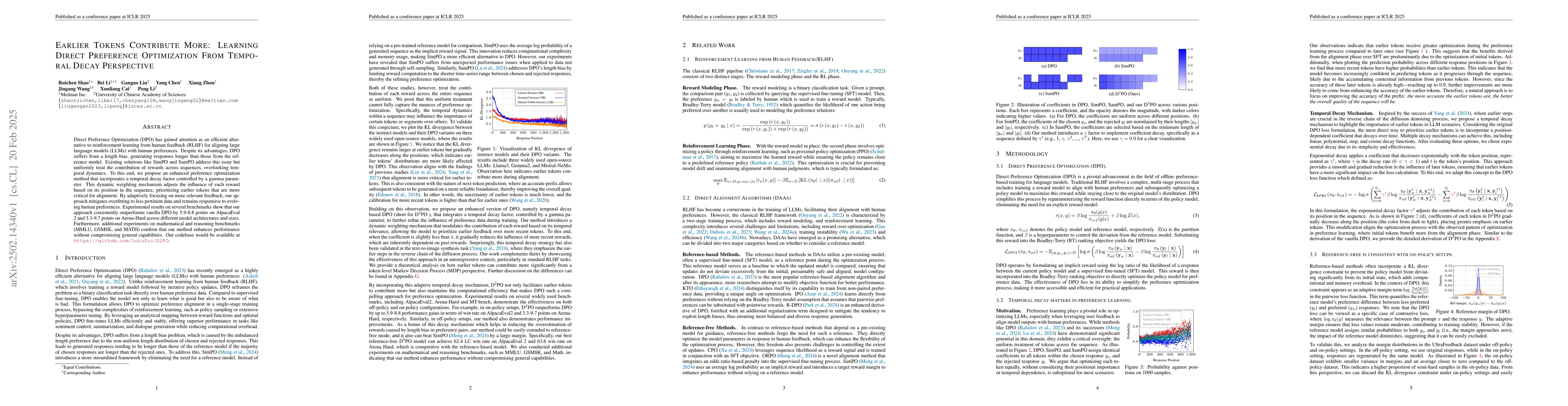 Thumbnail for Earlier Tokens Contribute More: Learning Direct Preference Optimization
  From Temporal Decay Perspective