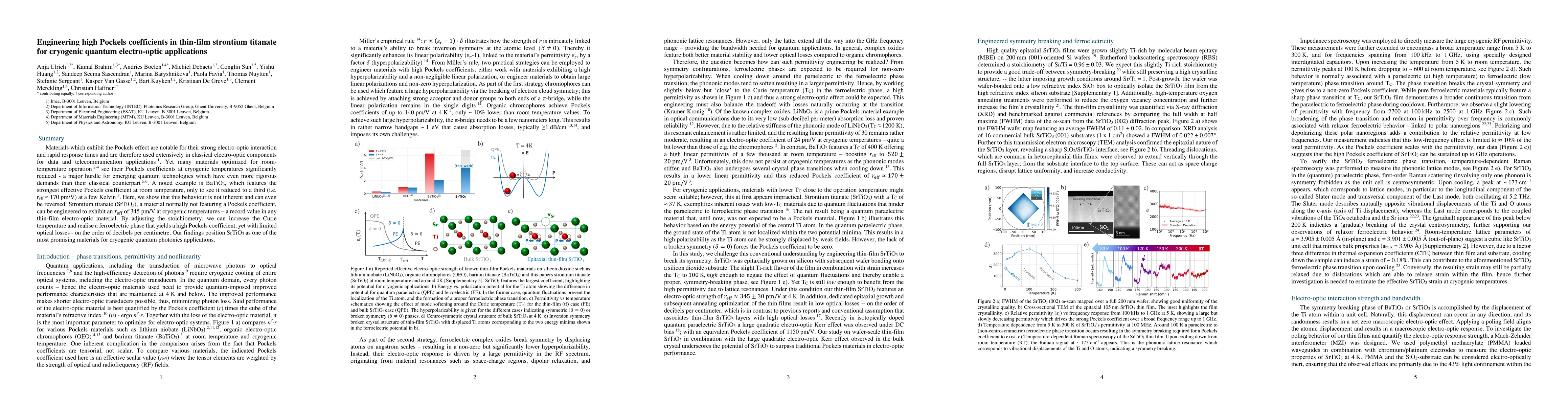 Thumbnail for Engineering high Pockels coefficients in thin-film strontium titanate
  for cryogenic quantum electro-optic applications