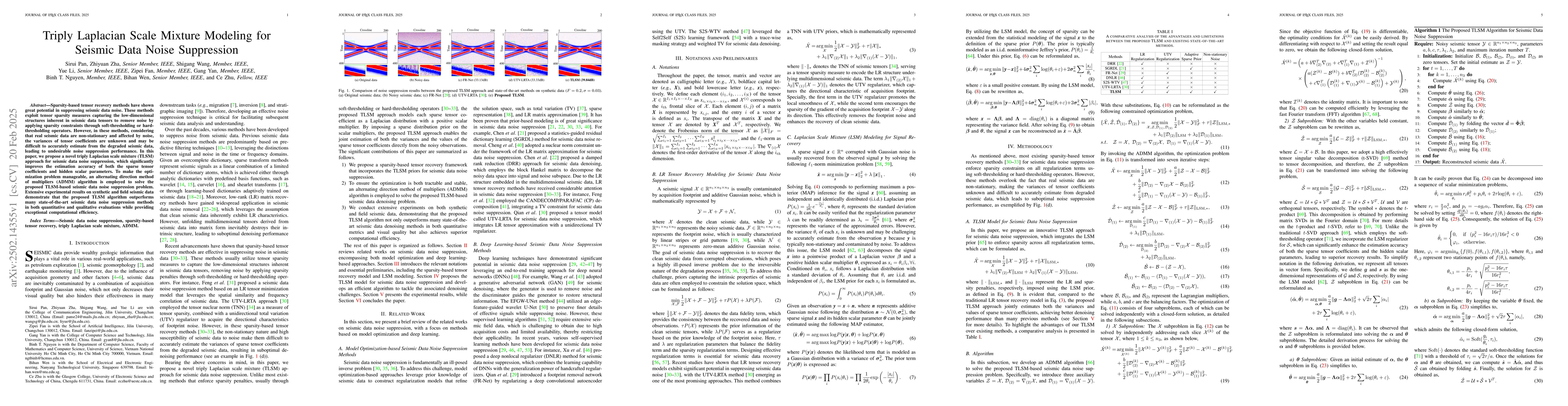Thumbnail for Triply Laplacian Scale Mixture Modeling for Seismic Data Noise
  Suppression