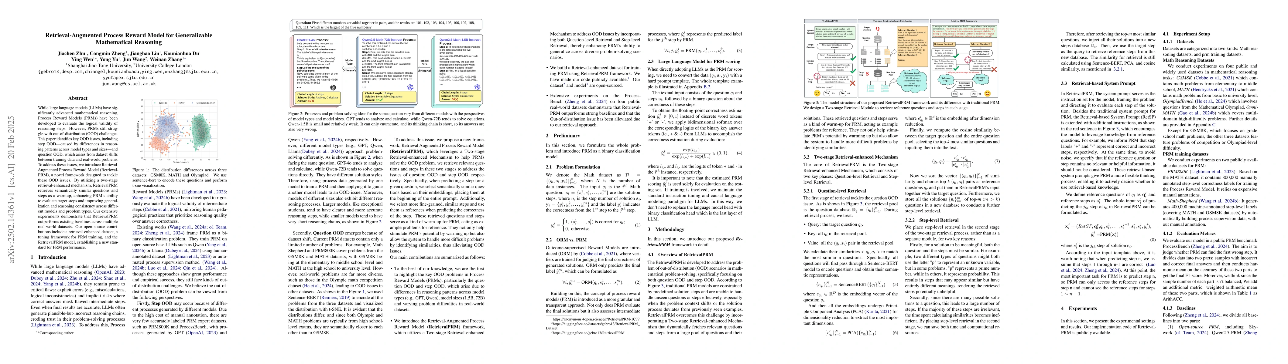 Thumbnail for Retrieval-Augmented Process Reward Model for Generalizable Mathematical
  Reasoning