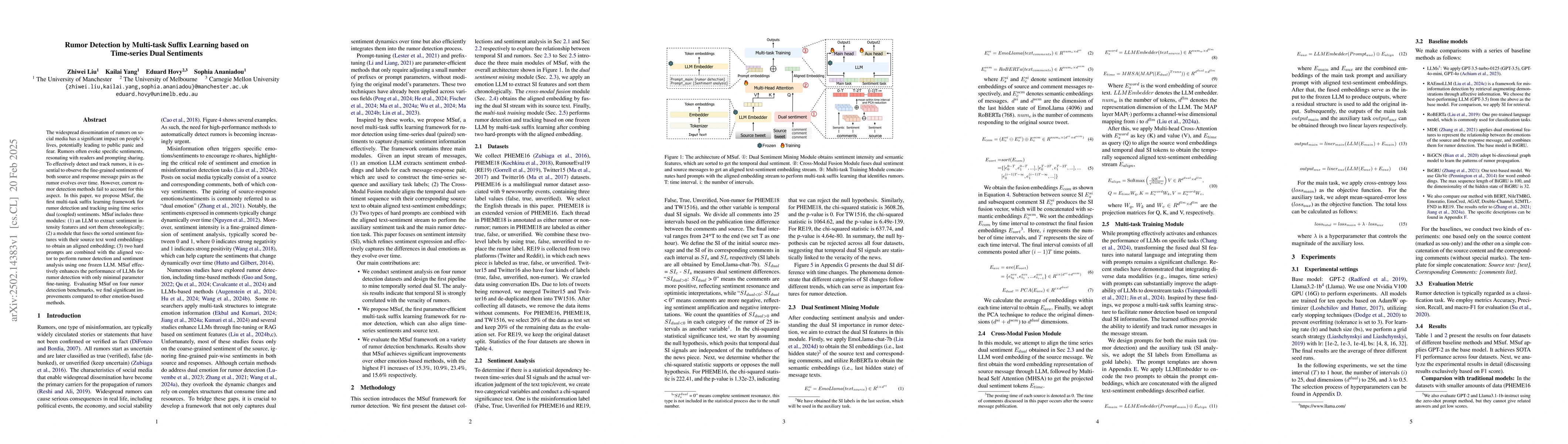 Thumbnail for Rumor Detection by Multi-task Suffix Learning based on Time-series Dual
  Sentiments