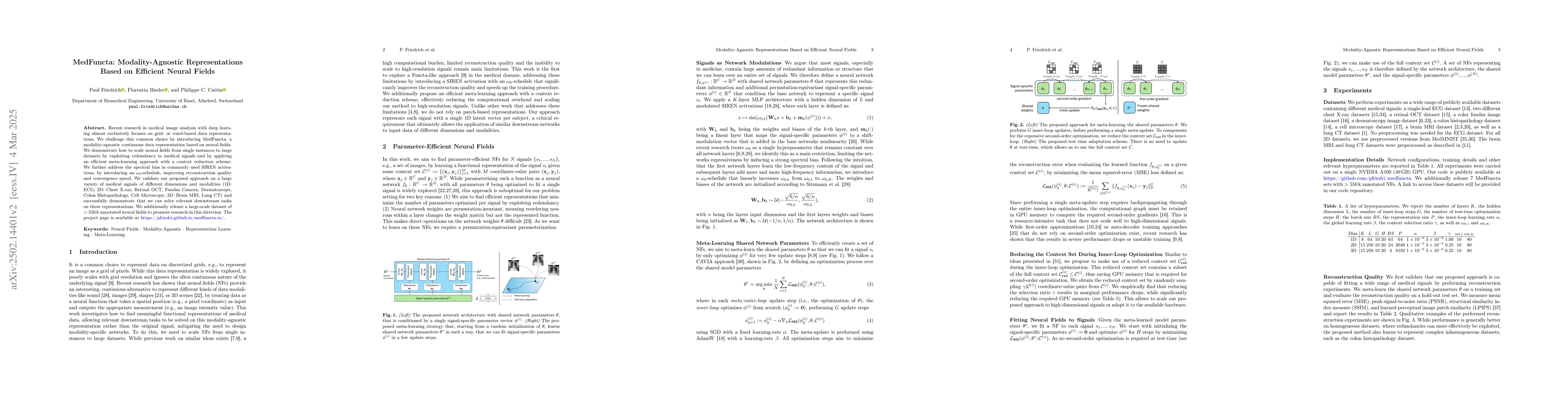 Thumbnail for MedFuncta: Modality-Agnostic Representations Based on Efficient Neural
  Fields