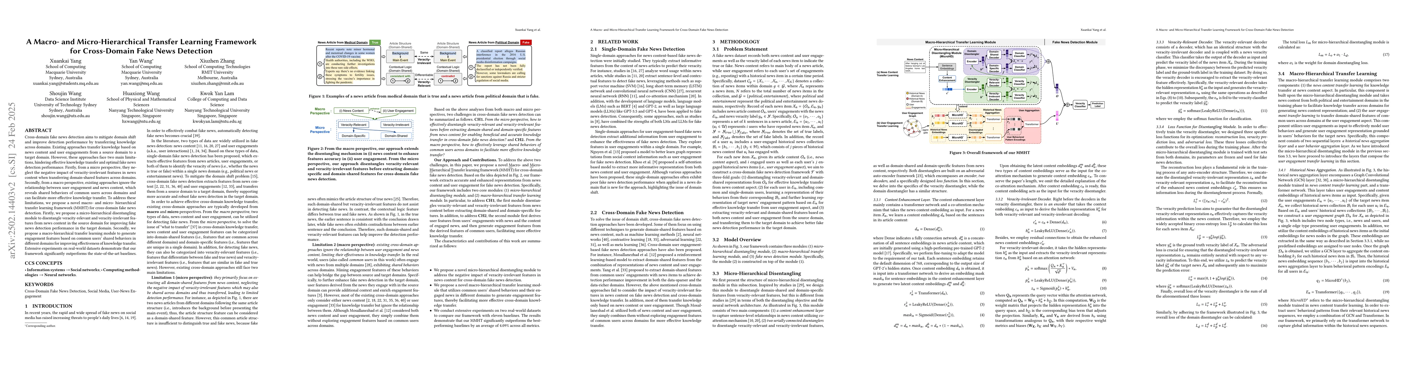 Thumbnail for A Macro- and Micro-Hierarchical Transfer Learning Framework for
  Cross-Domain Fake News Detection
