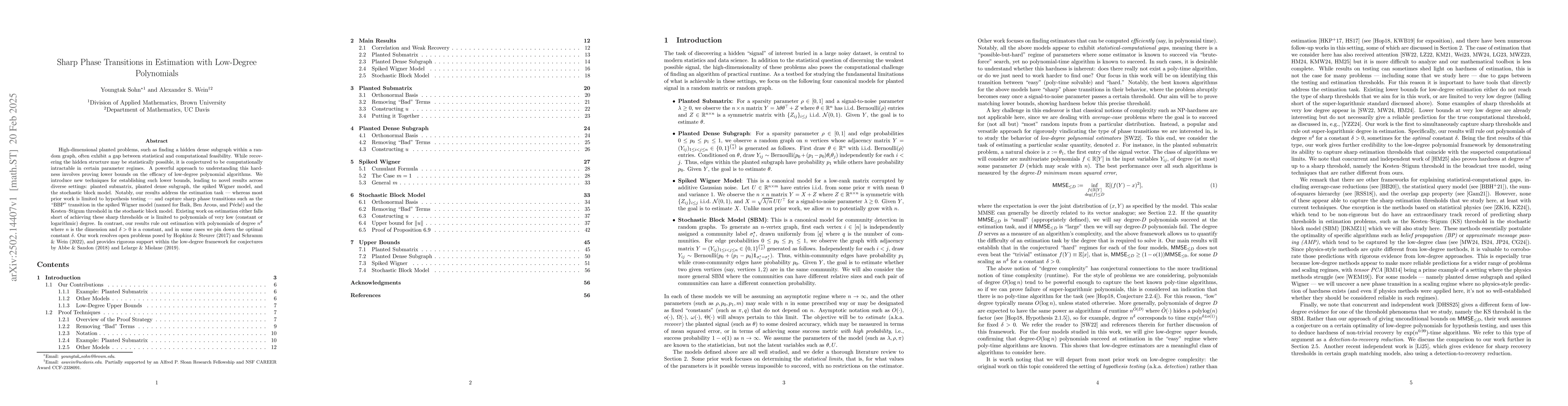 Thumbnail for Sharp Phase Transitions in Estimation with Low-Degree Polynomials