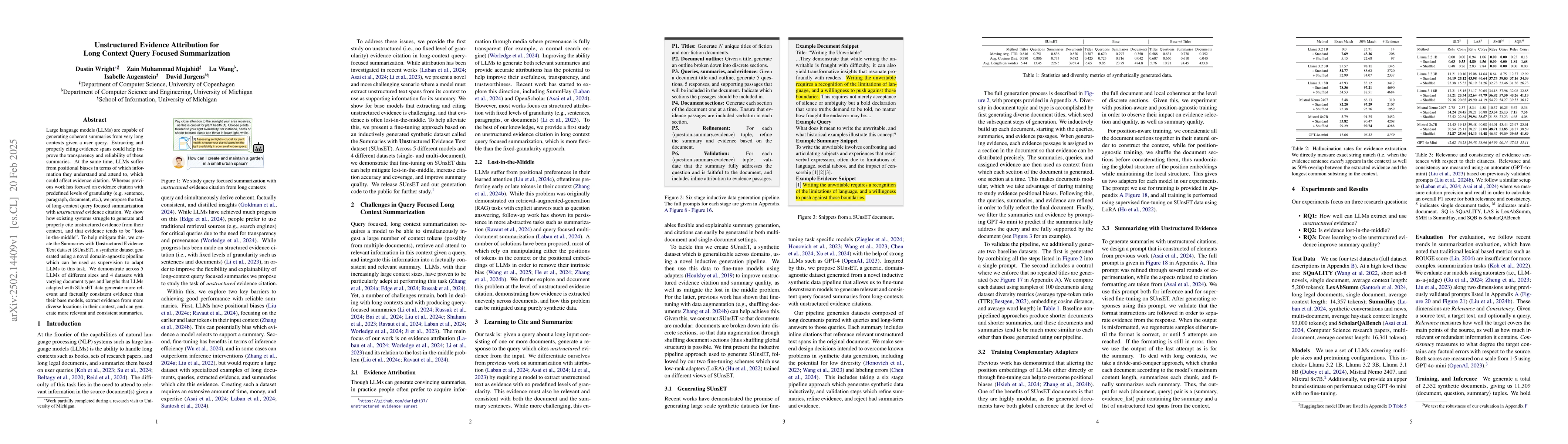 Thumbnail for Unstructured Evidence Attribution for Long Context Query Focused
  Summarization