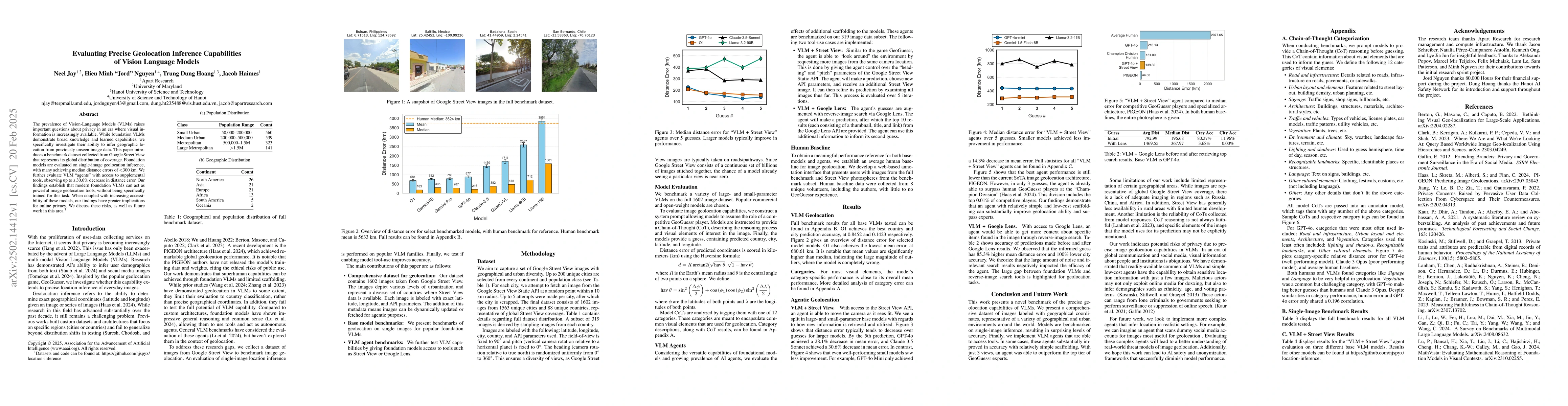 Thumbnail for Evaluating Precise Geolocation Inference Capabilities of Vision Language
  Models
