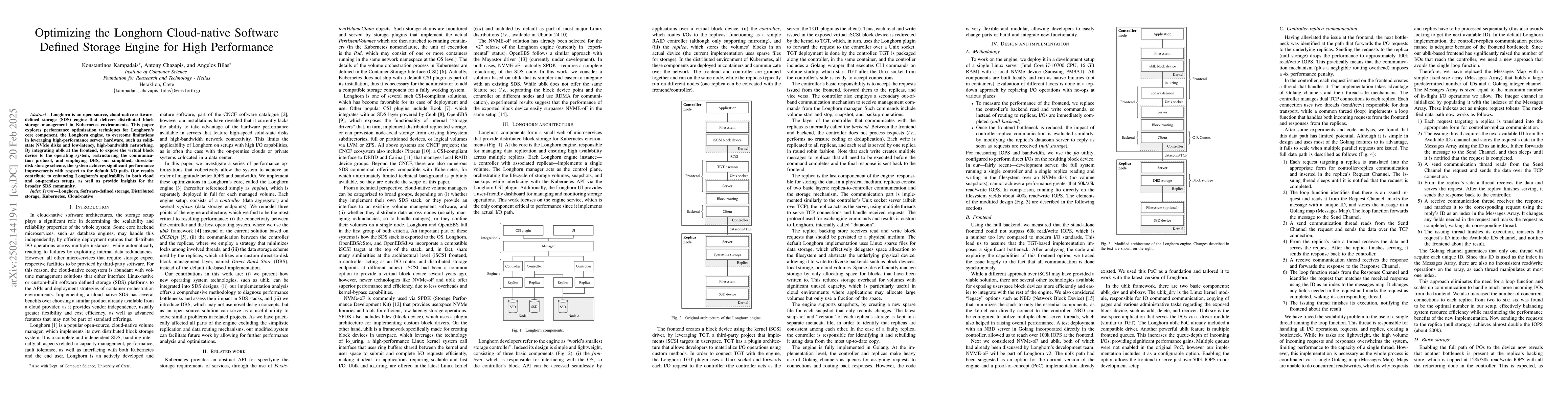 Thumbnail for Optimizing the Longhorn Cloud-native Software Defined Storage Engine for
  High Performance