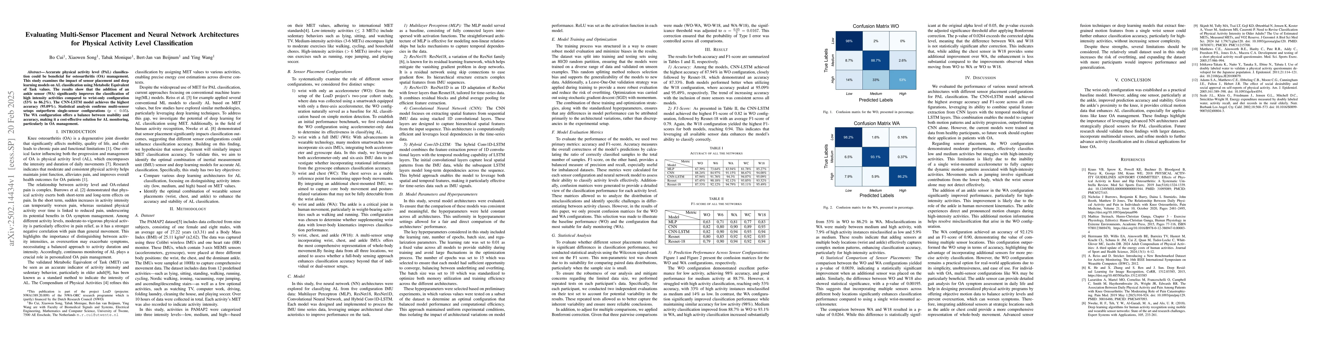 Thumbnail for Evaluating Multi-Sensor Placement and Neural Network Architectures for
  Physical Activity Level Classification