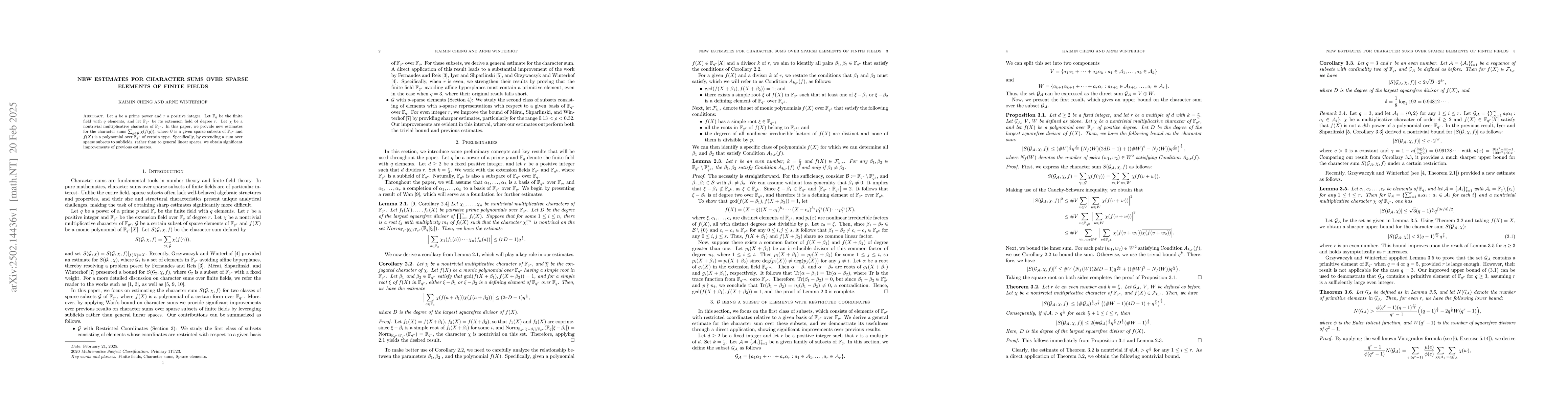 Thumbnail for New estimates for character sums over sparse elements of finite fields