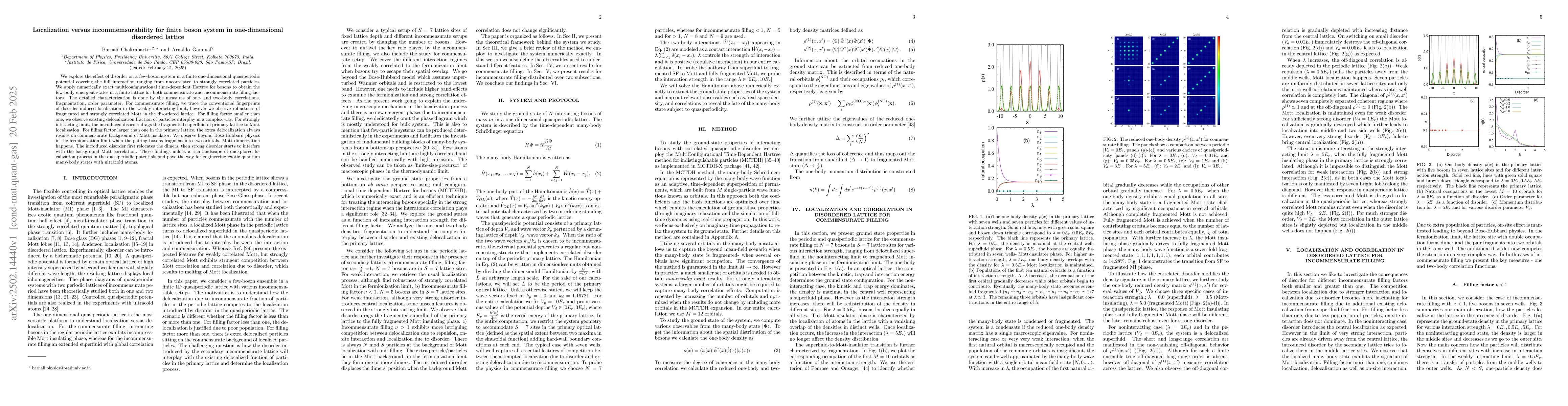 Thumbnail for Localization versus incommemsurability for finite boson system in
  one-dimensional disordered lattice