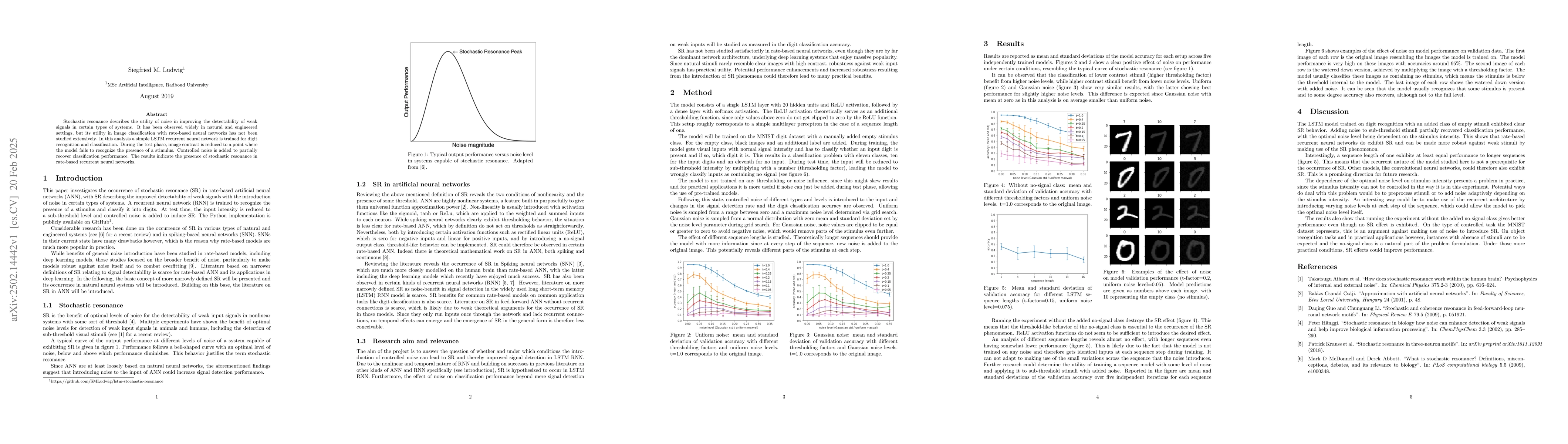 Thumbnail for Stochastic Resonance Improves the Detection of Low Contrast Images in
  Deep Learning Models